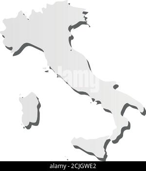 Italien - graue 3d-ähnliche Silhouettenkarte des Landgebiets mit fallengelassenen Schatten. Einfache flache Vektordarstellung. Stock Vektor