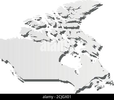 Kanada - graue 3d-ähnliche Silhouettenkarte des Landgebiets mit abgefallenem Schatten. Einfache flache Vektordarstellung. Stock Vektor