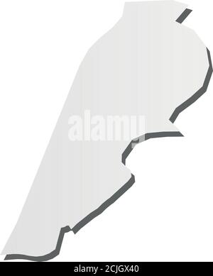 Libanon - graue 3d-ähnliche Silhouettenkarte des Landgebiets mit fallengelassenen Schatten. Einfache flache Vektordarstellung. Stock Vektor