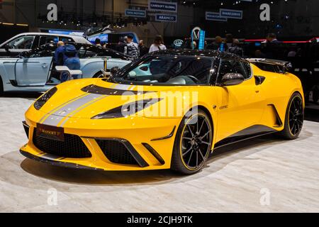 MANSORY Lotus Evora GTE Final Edition Sportwagen präsentiert auf dem 89. Genfer Automobilsalon. Genf, Schweiz - 5. März 2019. Stockfoto