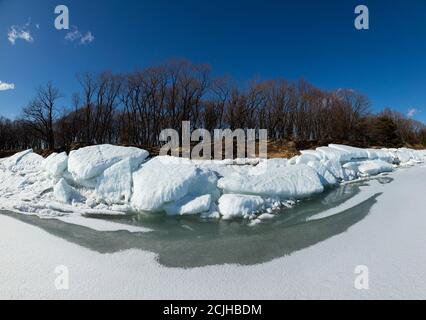 Heilongjiang jixi xingkai See Eis Szene Stockfoto