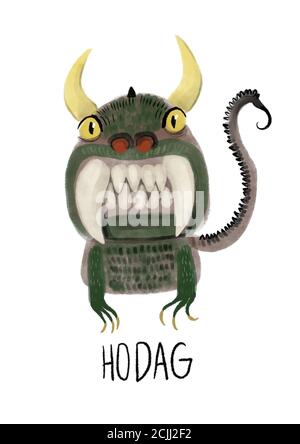 DIE HODAG Illustration eines KryptID-Monsters Stockfoto