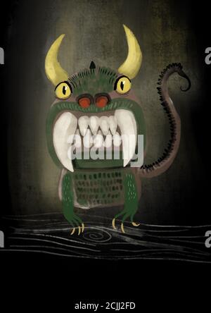 DIE HODAG Illustration eines KryptID-Monsters Stockfoto