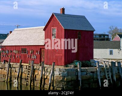 Motiv Nr. 1 rote Fischhütte in Rockport, Massachusetts - das am meisten bemalte Haus der Welt Stockfoto