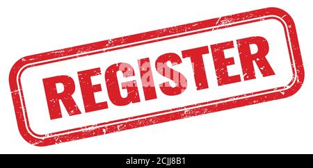 REGISTRIEREN rot grungy Rechteck Stempel Zeichen. Stockfoto