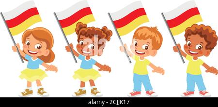 südossetien Flagge in der Hand. Kennzeichen für Kinder. Nationalflagge von südossetien Vektor Stock Vektor