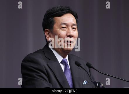 Tokio, Japan. September 2020. Japans neue Oppositionspartei der Vorsitzende der Demokratischen Partei Japans, Yukio Edano, spricht vor der Presse nach dem ersten Parteitag in Tokio am Dienstag, dem 15. September 2020. Quelle: Yoshio Tsunoda/AFLO/Alamy Live News Stockfoto