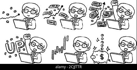 Dies ist eine Illustration von Monochrome Office-Arbeiter, die gemacht Eine Menge Geld durch Investitionen Stock Vektor