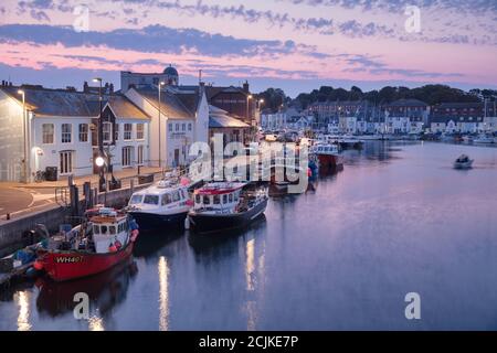Weymouth Hafen in der Morgendämmerung, Jurassic Coast, Dorset, England, Großbritannien Stockfoto