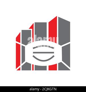 Ein Gebäude mit medizinischen Mundschutz Symbol in rot und Graues Kombinationsvektorformat Stock Vektor