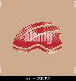 Fahrradhelm-Symbol im Halbton-Stil. Grunge Hintergrund Vektor Illustration. Stock Vektor