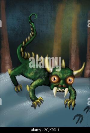 DIE HODAG Illustration eines KryptID-Monsters Stockfoto
