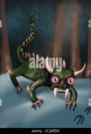 DIE HODAG Illustration eines KryptID-Monsters Stockfoto