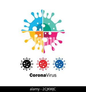 Eine Reihe von Corona-Virus- oder covid-19-Virus-Symbolzeichen Stock Vektor