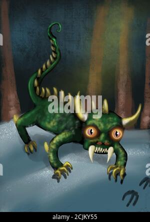 DIE HODAG Illustration eines KryptID-Monsters Stockfoto