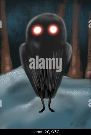 DER MOTHMAN Illustration eines KryptID-Monsters Stockfoto