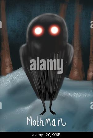 DER MOTHMAN Illustration eines KryptID-Monsters Stockfoto