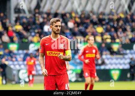 Broendby, Dänemark. September 2020. Kian Hansen (4) vom FC Nordsjaelland beim 3F Superliga Spiel zwischen Broendby IF und FC Nordsjaelland im Broendby Stadion in Broendby. (Bildnachweis: Gonzales Photo - Dejan Obretkovic). Stockfoto