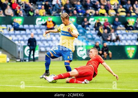 Broendby, Dänemark. September 2020. Simon Hedlund (27) von Broendby, WENN er während des 3F Superliga-Spiels zwischen Broendby IF und FC Nordsjaelland im Broendby Stadion in Broendby gesehen wird. (Bildnachweis: Gonzales Photo - Dejan Obretkovic). Stockfoto