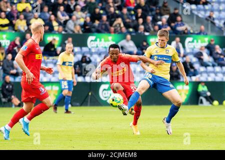 Broendby, Dänemark. September 2020. Isaac Atanga (35) vom FC Nordsjaelland beim 3F Superliga Spiel zwischen Broendby IF und FC Nordsjaelland im Broendby Stadion in Broendby. (Bildnachweis: Gonzales Photo - Dejan Obretkovic). Stockfoto