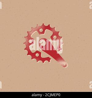 Fahrradkurbel-Set-Symbol in Halbton-Stil. Grunge Hintergrund Vektor Illustration. Stock Vektor