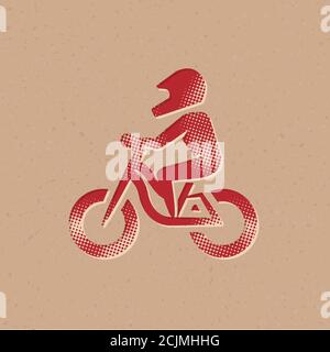 Mountainbike-Ikone im Halbton-Stil. Grunge Hintergrund Vektor Illustration. Stock Vektor