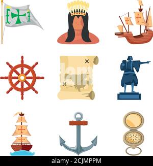 columbus Tag Symbole auf weißem Hintergrund Vektor Grafik-Design gesetzt Stock Vektor