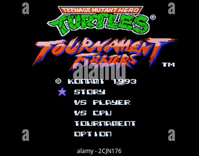 Teenage Mutant Hero Turtles Tournament Fighters - Nintendo Entertainment System - NES Videogame - nur zur redaktionellen Verwendung Stockfoto