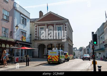 Windsor, Berkshire, Großbritannien. September 2020. 14 neue positive Covid-19 Fälle wurden gestern im Royal Borough of Maidenhead and Windsor registriert. Die Stadt war heute ziemlich ruhig, da die Kinder wieder in der Schule sind. Quelle: Maureen McLean/Alamy Live News Stockfoto