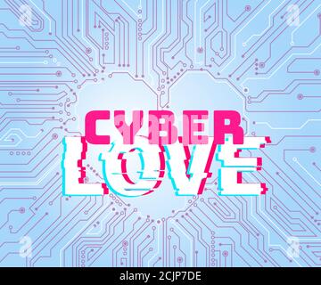 Valentinstag Cyber-Technologie, Abstract Heart-Technologie. Es ist ein Symbol der Liebe. cyberpunk Valentinstag, elektronische herzförmige Valentine Cyber Stock Vektor