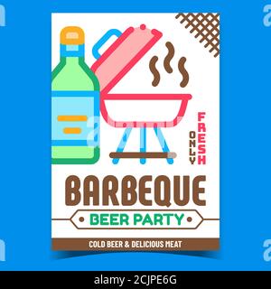 Grill Bier Party Werbung Banner Vektor Stock Vektor