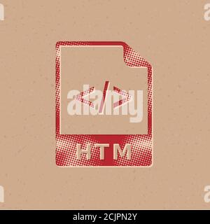 Symbol für das Dateiformat der Webseite im Halbtonstil. Grunge Hintergrund Vektor Illustration. Stock Vektor