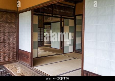 Shokintei Teahouse, Katsura Imperial Villa, Kyoto, Japan. Traditionelles chaya (Teehaus), erbaut in der Edo-Zeit, 17. Jahrhundert. Stockfoto