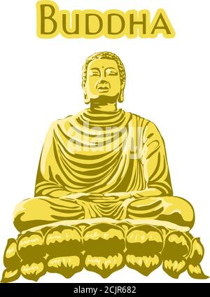 Mönch phra buddha sitzend und schlafend auf Lotusbasis für Gebet Konzentration komponierte Befreiung. Pastellfarbe Hintergrund. Stock Vektor