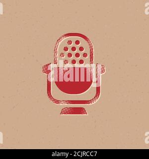 Mikrofonsymbol im Halbtonstil. Grunge Hintergrund Vektor Illustration. Stock Vektor