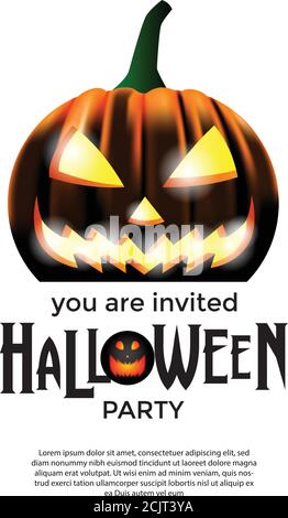 Halloween Party Einladungskarte mit Kürbis Jack o Laterne Stock Vektor