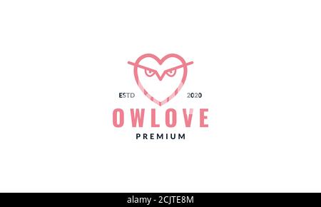 Liebe Linie mit Eule Augen Logo-Design Stock Vektor