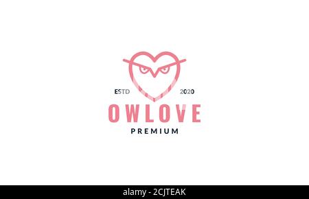 Liebe Linie mit Eule Augen Logo-Design Stock Vektor