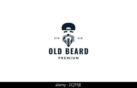 Maskuliner Bart mit Hut Logo Design vintage oder retro Stock Vektor