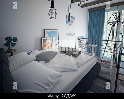 Teen Schlafzimmer zeitgenössischen Stil. 3d-Rendering Stockfoto