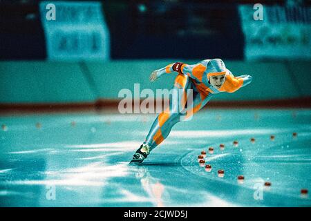 Bonnie Blair (USA) bei den Olympischen Winterspielen 1988 Stockfoto