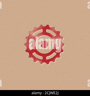 Zahnradsymbol im Halbtonstil. Grunge Hintergrund Vektor Illustration. Stock Vektor