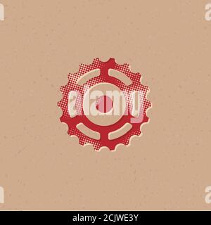 Zahnradsymbol im Halbtonstil. Grunge Hintergrund Vektor Illustration. Stock Vektor