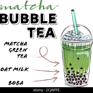 Bubble Tee Tasse Design-Kollektion, leckere Getränke, alkoholfreie Getränke mit Doodle Stil Banner, Bubble Milch Tee Anzeigen mit köstlichen Tapioka und Perle, Bubble Tee Stock Vektor
