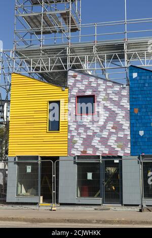 Ebury Edge, Holzbau, Ebury Bridge Rd, London Stockfoto