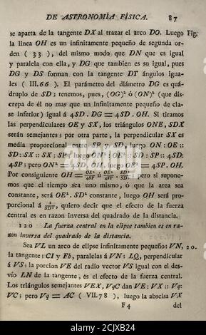 'Elementos de Matematica' (Elemente der Mathematik), vom spanischen Architekten und Mathematiker Benito Bails (1730-1797). Physikalische astronomische Berechnungen. Band VIII, die über Elemente der physikalischen Astronomie, Elemente der Chronologie, Elemente der Geographie, Elemente der Gnomonik, Elemente der Perspektive und Elemente der spekulativen Musik. Veröffentlicht in Madrid, 1775. Stockfoto