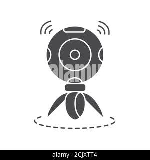 360-Grad-Panorama-Videokamera auf Stativ schwarzes Glyph-Symbol. Innovatives digitales Gerät. Piktogramm für Webseite, mobile App, Promo. UI UX GUI DESIGN Stock Vektor