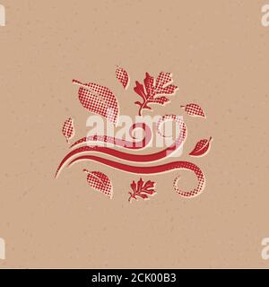Herbstblätter Ikone im Halbtonstil. Grunge Hintergrund Vektor Illustration. Stock Vektor