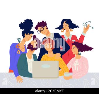 Kreatives Team arbeitet in freundlichem Umfeld zusammen. Stock Vektor