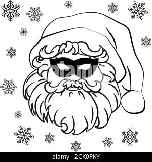Skizze von santa claus Gesicht Geheimnis santa Gravur Stil Hand Gezeichnete Illustration Stock Vektor